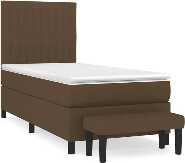 vidaXL Boxspringbett mit Matratze Hybrid Dunkelbraun B: 90 cm, T: 190 cm - Bild 1