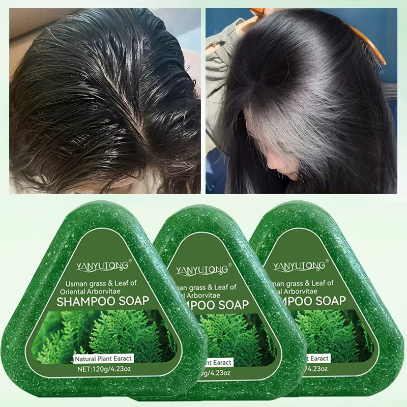 Usman Grass & Platycladus Shampoo-Riegel, Unisex, für fettiges Haar - Bild 2