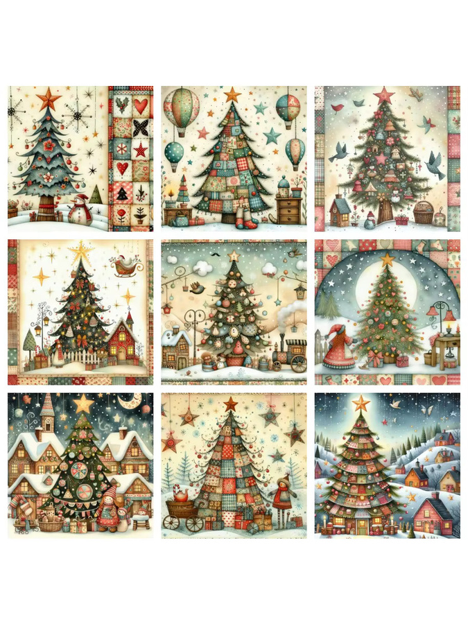 YUTTEE DIY Diamantmalerei Set mit abstrakter Weihnachtsbaum und Vogel Motiv in Multicolour, 20 x 20 cm - Bild 2