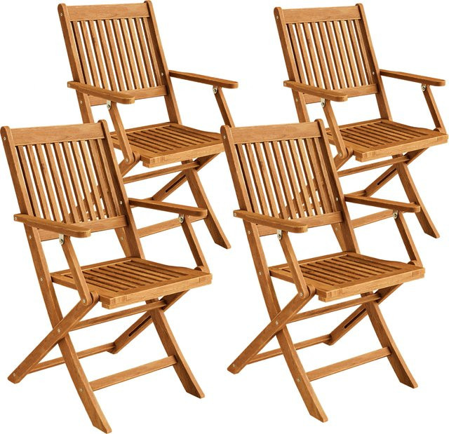 Casaria® Gartenstuhl Sydney 4er-Set aus Akazie, FSC-zertifiziert, braun, geölt, B/T/H: 54 x 56 x 90 cm - Bild 1