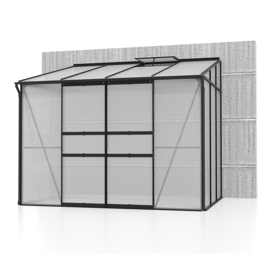 Vitavia Anlehn-Gewächshaus Ida 5200 Schwarz mit Polycarbonat-Platten und Doppelschiebetür, 5,2 m² - Bild 2