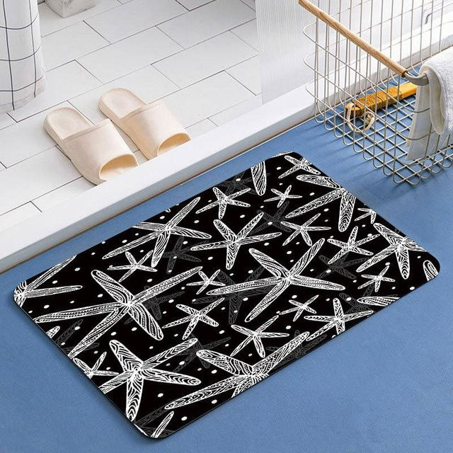 Home Star Style Teppich Bodenmatte Schwarz, Rutschfeste Fußmatte aus Polyester für Küche, Schlafzimmer und Wohnzimmer, B/T: 80 x 50 cm - Bild 1