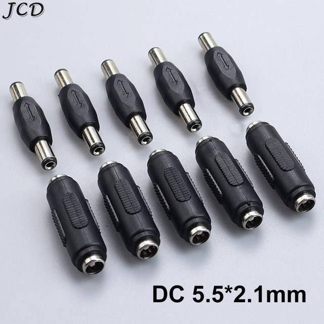 JCD DC Power Stecker Adapter Set Männlich und Weiblich 5,5mm x 2,1mm in Schwarz für CCTV Sicherheitskameras und LED Streifen - Bild 1