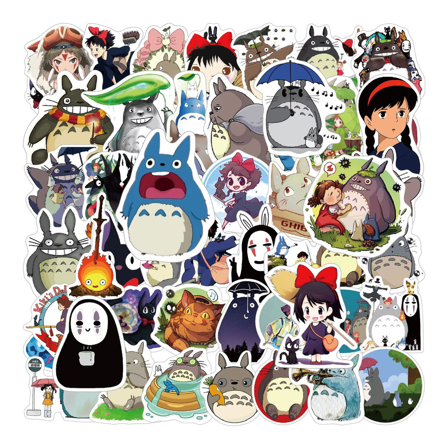 Bandai Totoro Aufkleber Set mit 50 Stück, wasserfeste DIY Deko-Sticker in Multicolour für Notizbücher, Skateboards und Gepäck - Bild 2