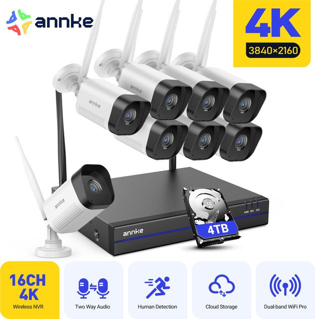 Annke 8MP Wireless CCTV System mit 16CH NVR und 4K WiFi Sicherheitskameras in Weiß mit Zwei-Wege-Audio - Bild 1