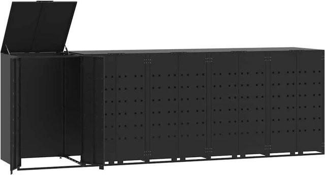 DELUKE Mülltonnenbox GORILO Mülltonnenverkleidung für 5 Tonnen aus Stahl in Schwarz Matt, B/T/H: 345 x 79 x 117 cm - Bild 1