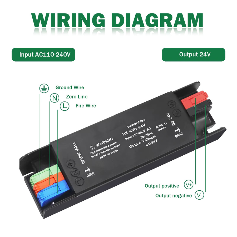 Ultraflacher LED-Konverter als Netzteil für LED-Streifen, AC110V-220V zu DC12V-24V, Schwarz - Bild 4