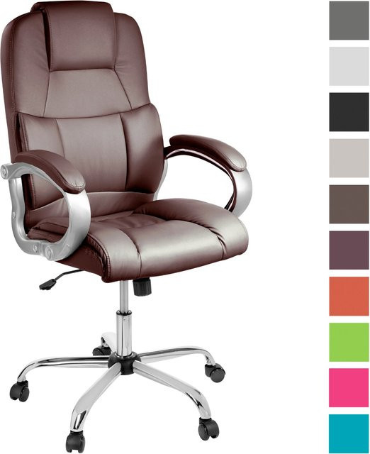 TPFLiving Premium XXL-Bürostuhl DENVER Executive Chair aus Kunstleder in Braun, belastbar bis 210 kg - Bild 1