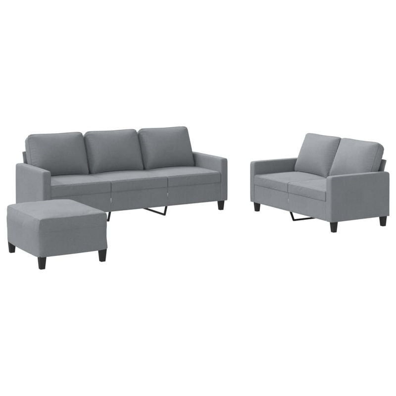 Vidaxl 3-teiliges Lounge-Set in Grau mit Stoffbezug im modernen Design - Bild 2
