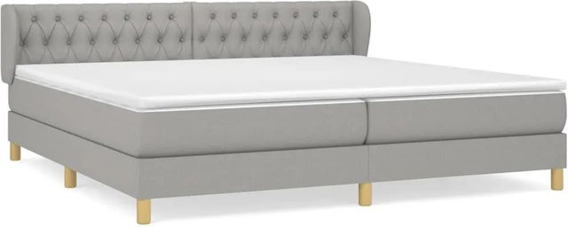 vidaXL Boxspringbett mit Matratze Hybrid-Design aus Lärche und Stoff, Hellgrau, B/T/H: 200 x 200 x 203 cm - Bild 1