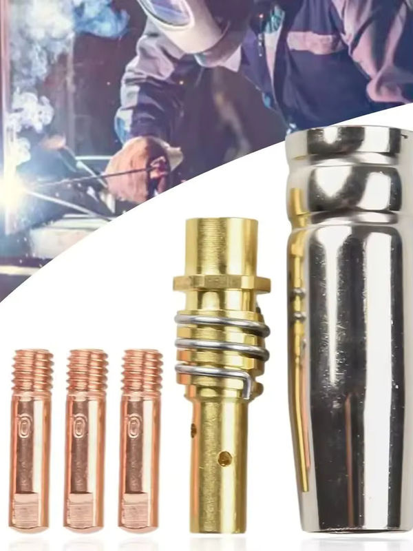 5er-Set MIG Schweißzubehör MB15 15AK bestehend aus Schutzdüsen und Kontaktspitzen in den Größen 0,6 mm, 0,8 mm, 0,9 mm, 1,0 mm und 1,2 mm, Farbe Silber - Bild 7