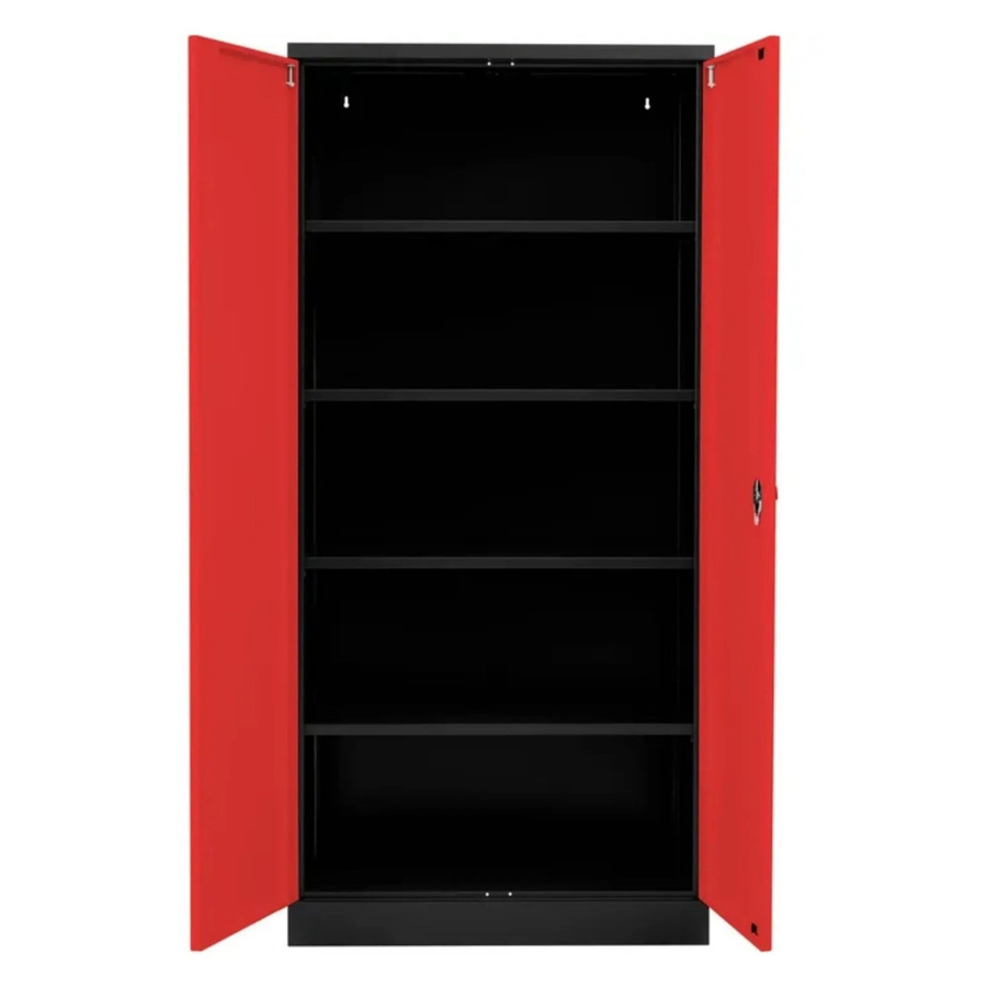 PROREGAL Stahlschrank Bee mit 5 Fachböden und Schließsystem in Schwarz und Rot, H x B x T: 195 x 92 x 60 cm - Bild 2
