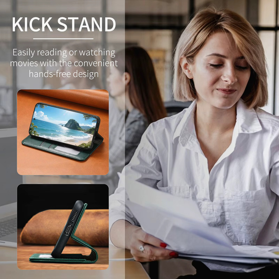 Solt Leder-Handyhülle mit magnetischem Brieftaschen-Kartenfach und Armbandhalter für Google Pixel 9, 10 Pro XL, 8A und 7A in Schwarz - Bild 4