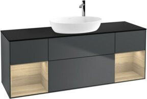 V&B Waschtischunterschrank Finion mit Wandbeleuchtung, Schwarz lackiert, Breite: 160 cm, Tiefe: 50,1 cm, Höhe: 50,1 cm - Bild 1