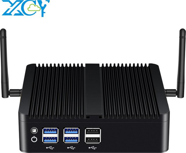 XCY Lüfterloser Mini-PC mit Intel Core i7 4500U und i5 4200U, Gigabit Ethernet, HDMI, VGA, 8x USB-Ports, WLAN-Unterstützung, Schwarz - Bild 1