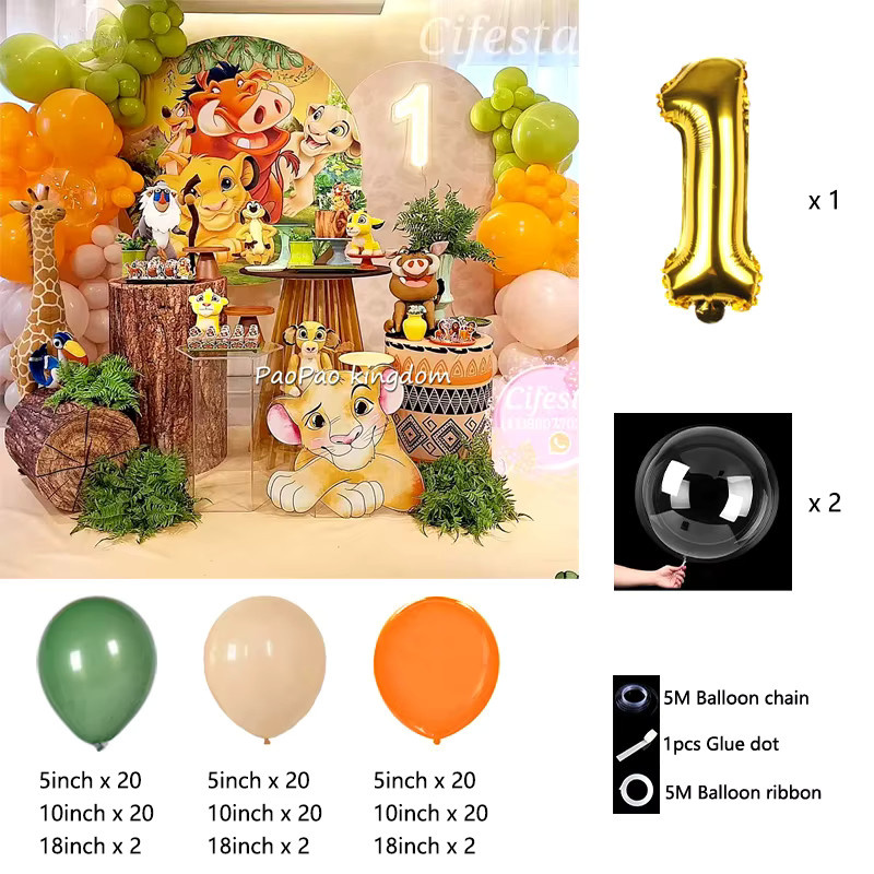 Disney König der Löwen Simba Party-Dekoration Set mit Girlande und Ballonbogen in Mehrfarbig für Kindergeburtstage und Babypartys - Bild 2