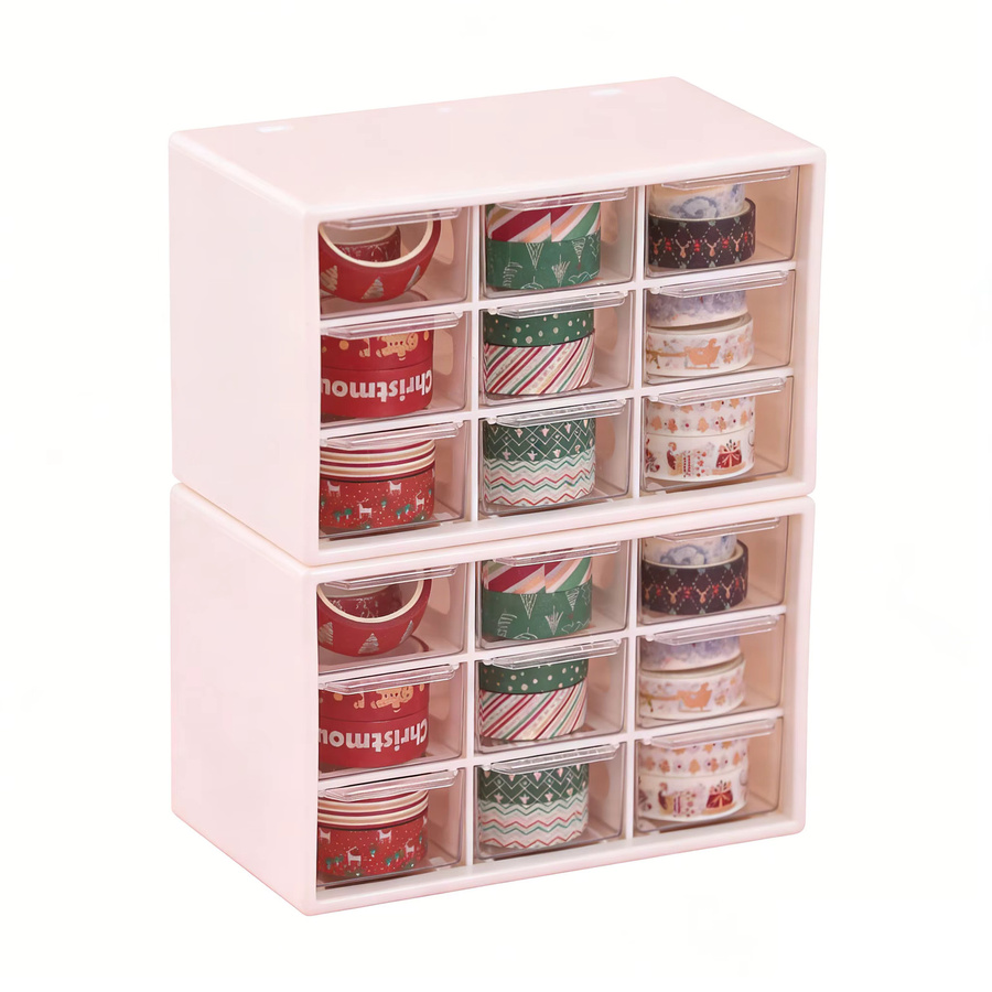 Schreibtisch-Organizer aus Kunststoff mit Mini-Schublade und mehreren Fächern zur Aufbewahrung von Bürobedarf und Haarstyling-Utensilien - Bild 2