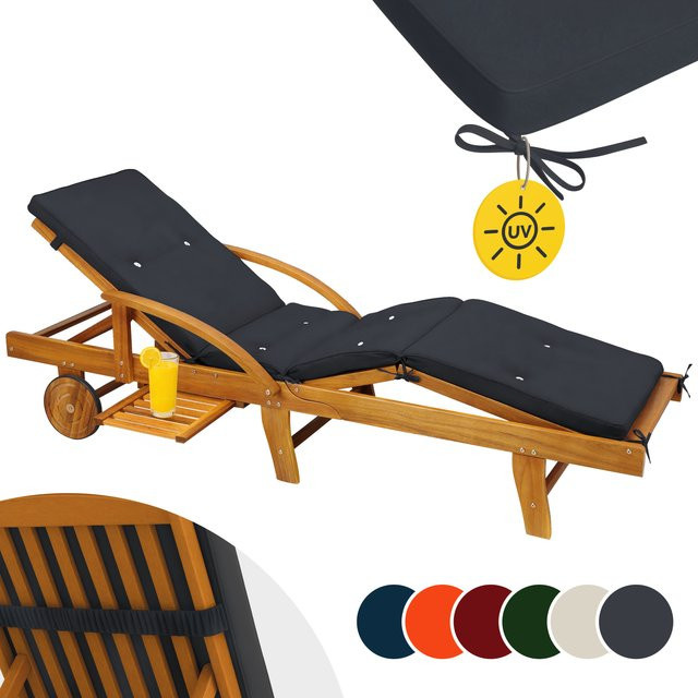 Wasserabweisende Sunlounger Auflage aus Polyester in Anthrazit B/T/H: 195 x 55 x 5 cm - Bild 1
