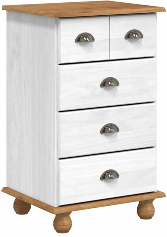 vidaXL Wäschekommode aus Massivholz Kiefer in Weiß, Landhausstil, B/T/H: 45,8 x 40 x 79 cm - Bild 1