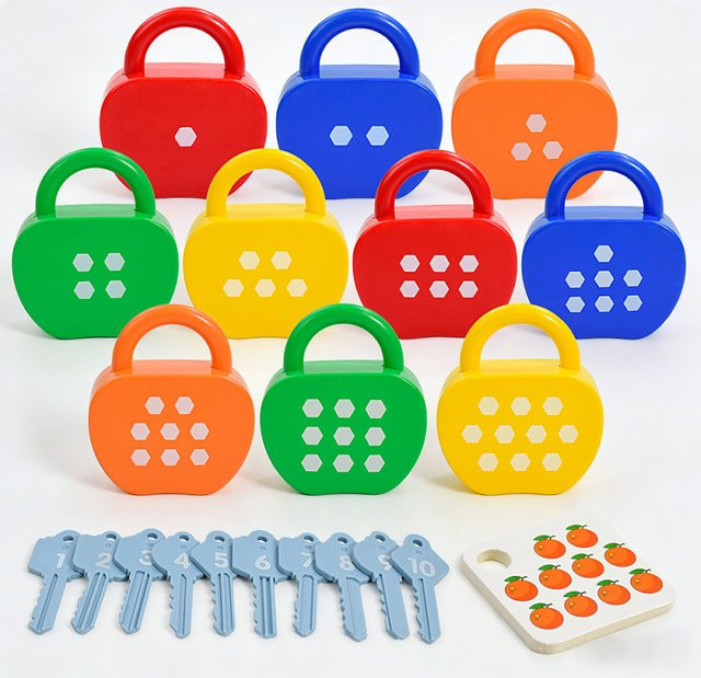 GGbell Schloss- und Schlüssel-Sensorikspielzeug, Mathe-Spiele, 5-teiliges Set - Bild 1