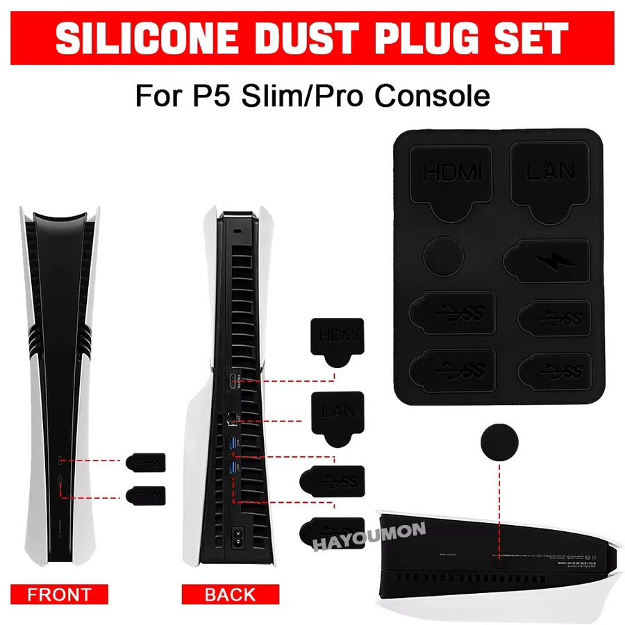 Sony Staubschutznetz und Silikon-Staubschutzkappe für PS5 Pro Slim Spielkonsole in Schwarz, Gaming-Zubehör - Bild 3