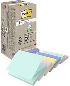 Post-it Recycling Z-Notes R330-1RPT Haftnotizen aus PEFC-Papier, farbig, B: 76 mm x T: 76 mm, 16 Blöcke mit je 100 Blatt - Bild 1