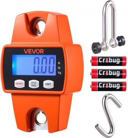VEVOR Digitale Kranwaage Orange, Tragbare Hängewaage mit LCD-Display und Aluminiumgehäuse, Maximale Kapazität 300 kg, 50 g Unterteilung - Bild 1