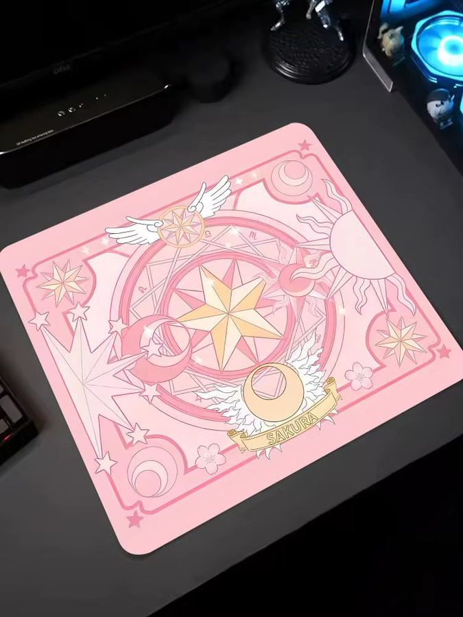 HYBXAXC Magic Circle Glas-Mauspad XS in Rosa für PC-Gamer und Büro-Dekoration - Bild 4