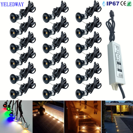 YELEDWAY LED Treppenbeleuchtung IP67 für Außenbereich, runde Bodenleuchte aus Aluminium in Warmweiß für Garten und Terrasse
