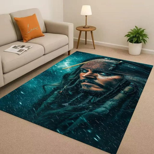 CSQ Five 3D Teppich Fluch der Karibik Jack Sparrow Design, rutschfest und waschbar, B/B/H: 60 x 40 cm - Bild 1