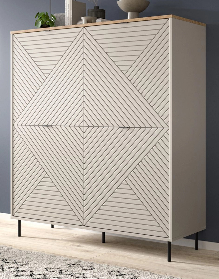 Highboard Bente in Kaschmir und Eiche, B/H: 124 x 135 cm - Bild 1