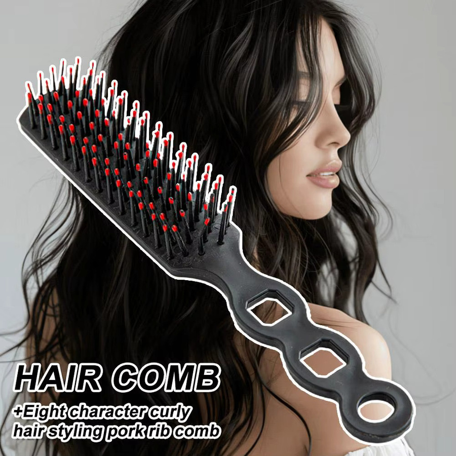 Schwarzer Haarstyling-Rippenkamm, Massagekamm, Lockenwicklerkamm - Bild 2