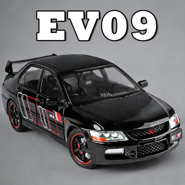 MAKEDA Mitsubishi EVO9 GTR R34 Sportwagen, 1:24, Metall, mit Licht und Sound - Bild 1