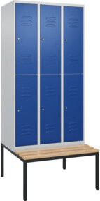 C+P Doppelstock-Spind Classic PLUS Sitzbank mit 3 Abteilen, Buche-Hartholz und Zylinderschloss, B/T/H: 212 x 90 x 81,5 cm - Bild 1
