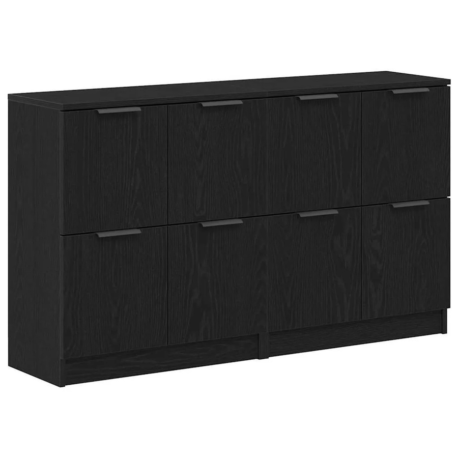 vidaXL Anrichte in Schwarz und Eichen-Optik, modernes Sideboard aus Holzwerkstoff, B/T/H: 180 x 30 x 70 cm - Bild 2