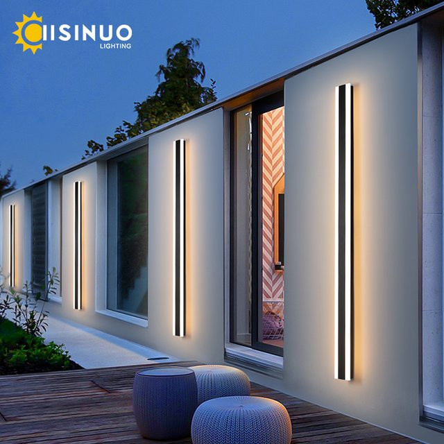 IISINUO Moderne LED-Wandleuchte aus Aluminium in Schwarz mit Up-Down-Lichteffekt, IP65 wasserdicht, Warmweiß für Garten und Terrasse - Bild 1