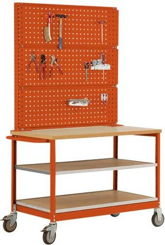 Manuflex MW2011.2001 Werkbank Mobil mit Lochwand in Orange (RAL 2001) B: 113,5 cm, T: 78,0 cm, H: 59,0 cm - Bild 1