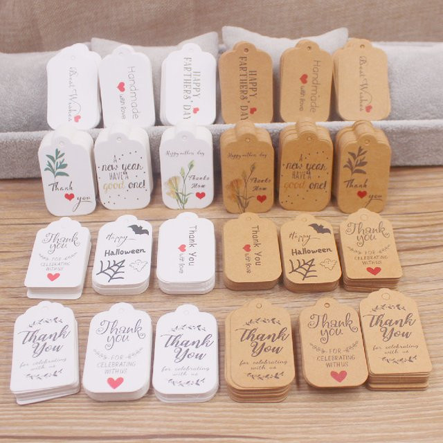 Etikettenkarten für Valentinstag, Handwerk und Bäckerei aus Papier, B/H: 5 x 3 cm, in Braun und Weiß - Bild 1