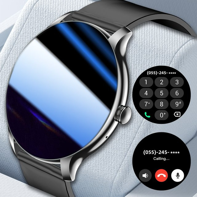 LAXASFIT Outdoor-Sport-Smartwatch in Schwarz mit Bluetooth, Telefonfunktion und Musikwiedergabe für Fitness-Tracking - Bild 1