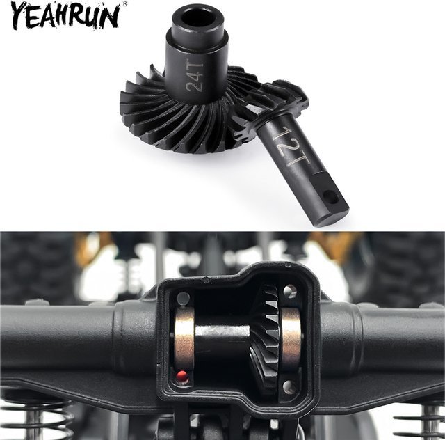 YEAHRUN Steel Overdrive Underdrive Helical Bevel Axle Gear, 1:18, Metall, Schwarz - Bild 1