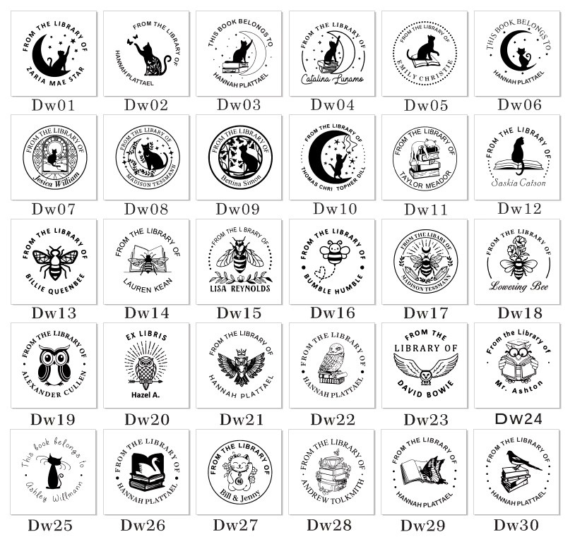 Personalisierter Ex Libris Selbstfärbender Tintenstempel mit Cartoon-Design für Lehrerbibliotheken, Farbe: Weiß - Bild 1