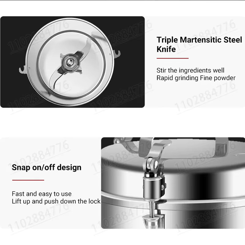 DIVEDEER Elektrische Gewürzmühle aus Edelstahl in Silber für Kaffee, Getreide und Trockenfutter, 150 bis 4500g - Bild 3