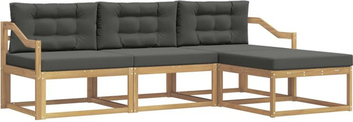 Modernes 4-teiliges Outdoor-Sofagarnitur Loungemöbel von vidaXL aus Akazie und Polyester in Weiß und Anthrazit - Bild 1
