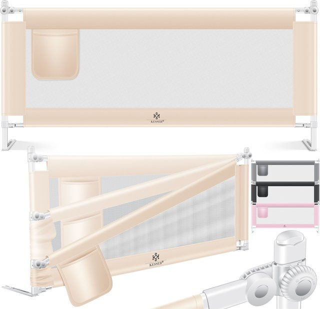 KESSER Bettschutzgitter Reise Rausfallschutz klappbar, Farbe: Beige, Höhe: 72 bis 96 cm - Bild 1