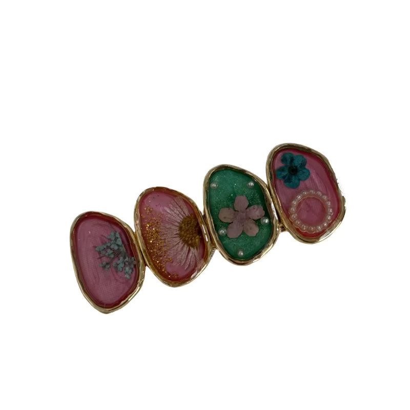 Haarspange mit getrockneter Blume und Perle, Legierung, Damen - Bild 3