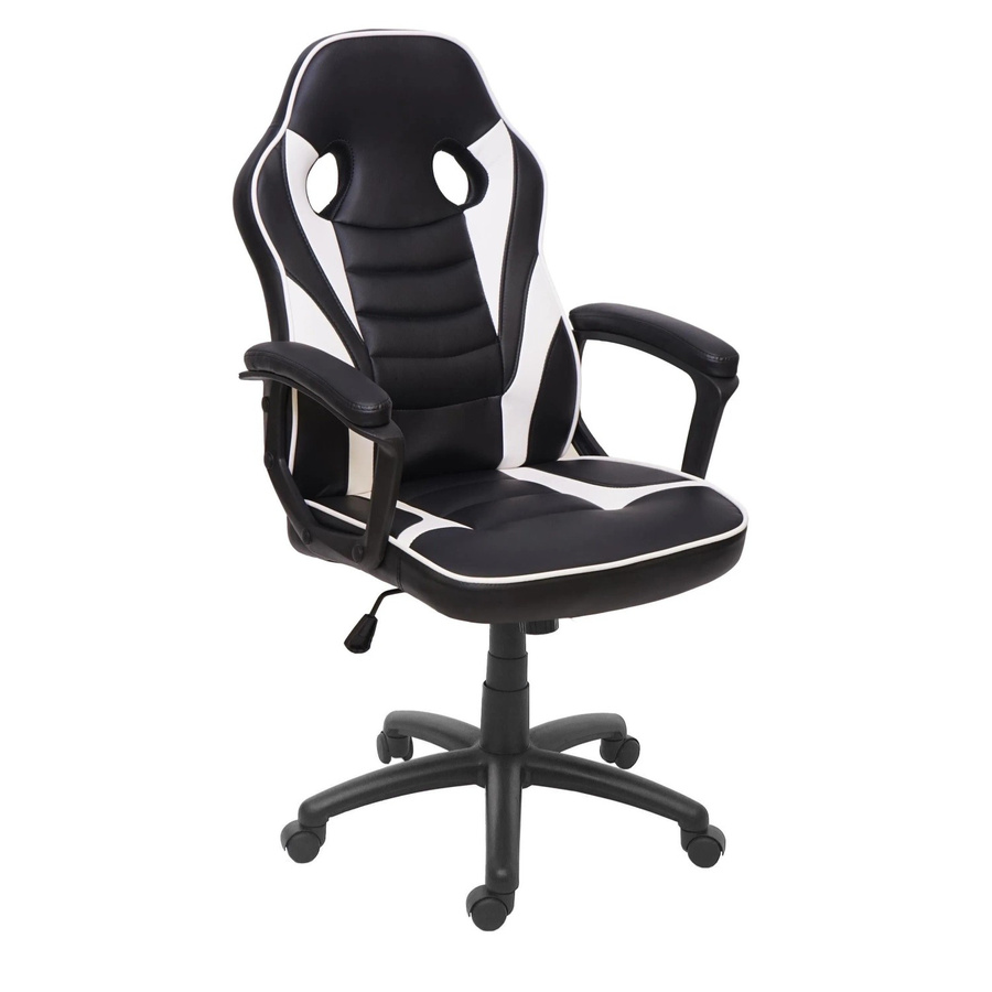 Proregal Racing-Chair Gaming-Chair und Bürostuhl aus Kunstleder und Stoff, Schwarz/Weiß, H x B x T: 119 x 63 x 64 cm, Sitzhöhe: 44 cm - Bild 2