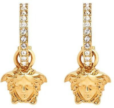 Versace Hängeohrringe, Kristall, Gold, Vintage, Damen - Bild 1