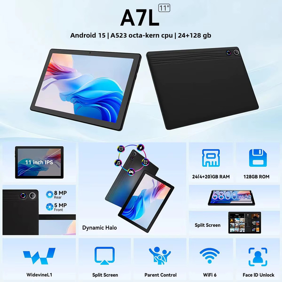 URAO 11 Zoll Android Tablet mit 24 GB RAM und 128 GB ROM, IPS HD Touchscreen, 8-in-1 Kit mit Tastatur, Schutzhülle, Maus und Stylus - Bild 2