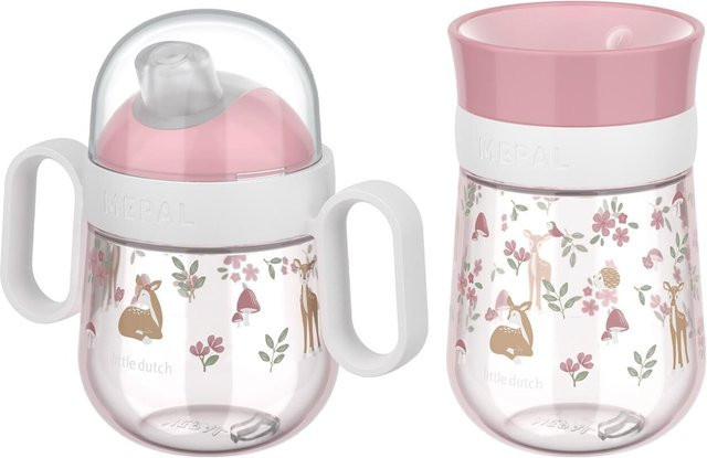 Mepal Trinklernbecher Set Antitropf & 360 Grad Mio in Pink Floral, 2er Set mit 200 ml und 300 ml - Bild 1