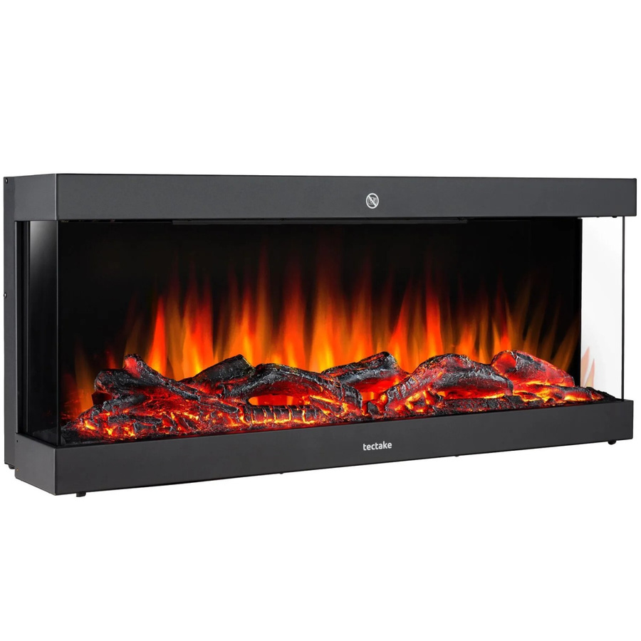 tectake Elektro-Wandkamin Luciano Schwarz mit 3D-Flammeneffekt, 2 Leistungsstufen (900 W und 1800 W), App-Steuerung und Fernbedienung, H x B x T: 38 x 91,4 x 24,5 cm - Bild 3